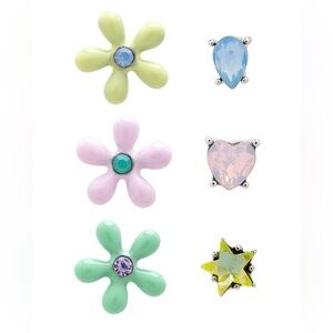 Betsey Johnson Stone Spring Floral Mixed Stud Earrings